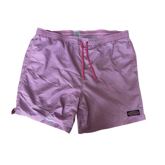 Vineyard Vines Men's Pink/Blue Striped Chappy Stiles Point Swim Trunks Size XL - Picture 2 of 5